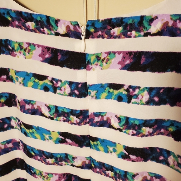 Jacob Watercolour Shift Dress with White Stripes - Picture 6 of 6